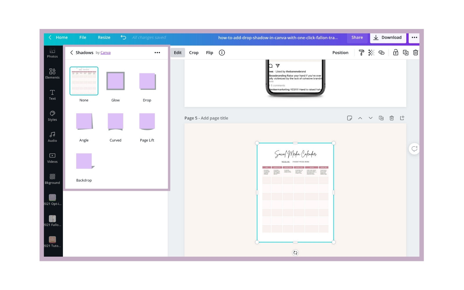 How to Add a Drop Shadow in Canva