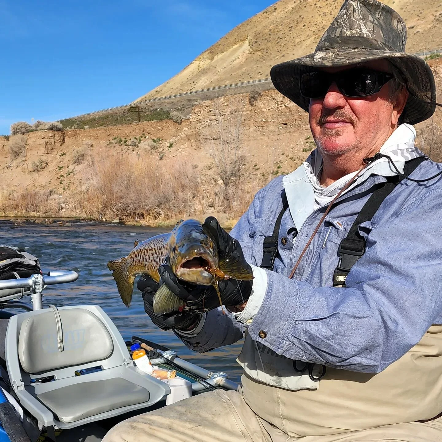 Always a fun day when &quot;Streamer Dave&quot; from Georgia is on the front of my raft. He will throw streamers through rising fish! Three to the boat, and a few misses on a sunny day. Thays a great day on the Truckee... It has been good to see a lo