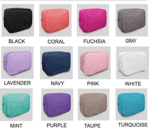 Cotton Waffle Weave Toiletry Case