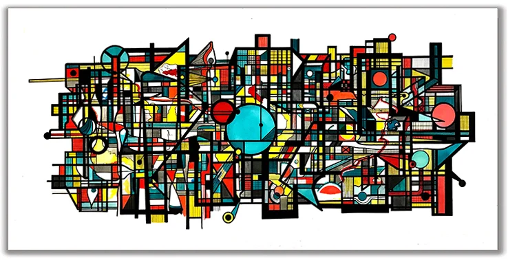 TIME PASSING Ink + Radiant Watercolor 36″ X 68″