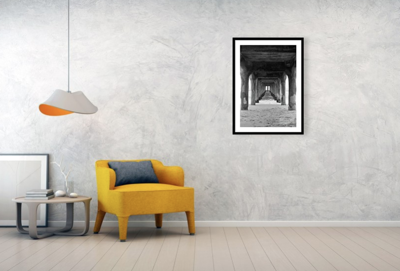framed photo on living room wall