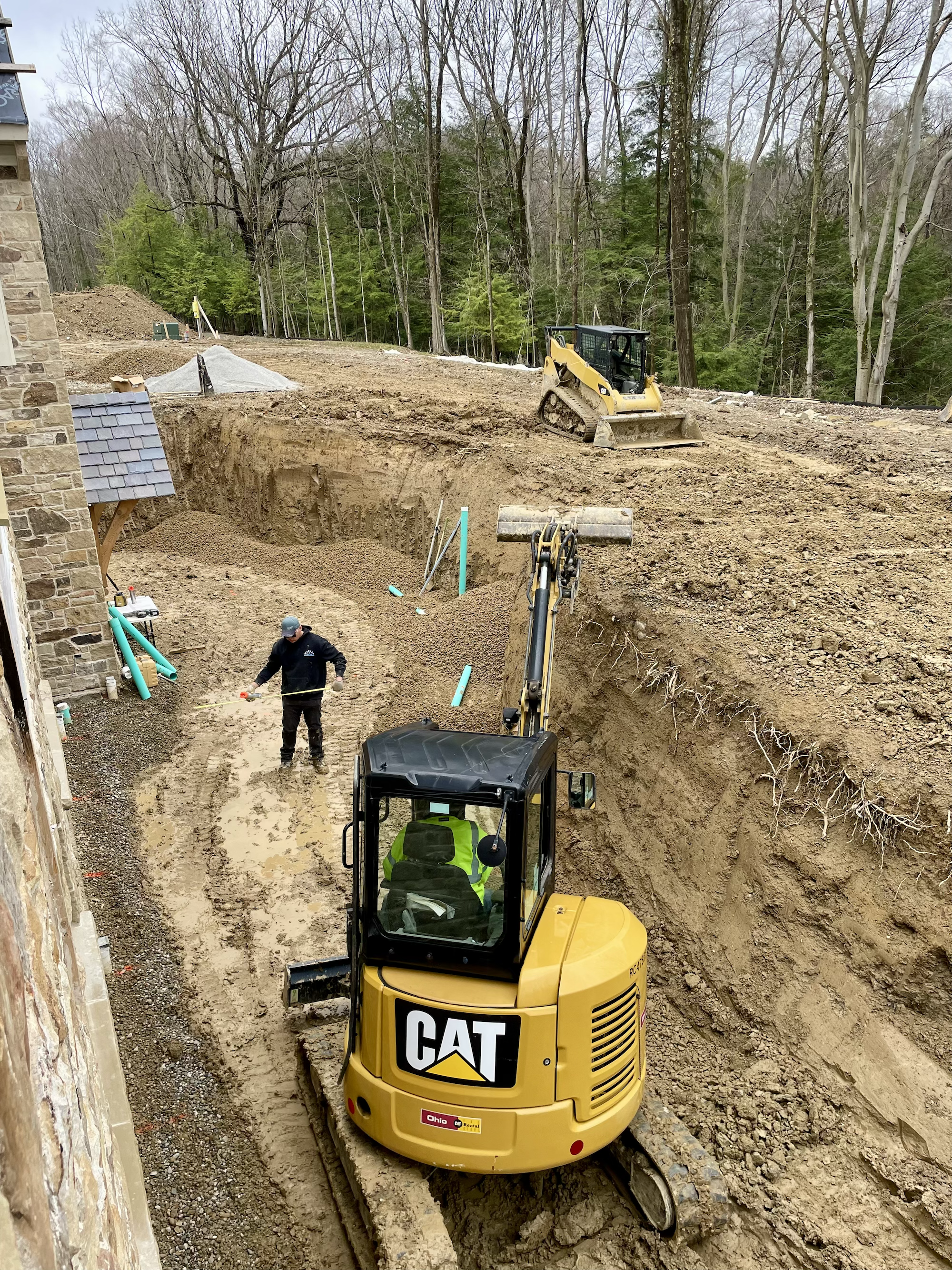 Site preparation phase of a hardscape project in Bay Village, Ohio