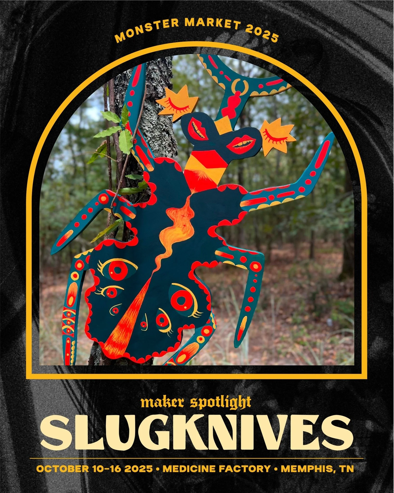 ✨Maker Spotlight: SLUGKNIVES✨ Jenna Jones of Little Rock, AR is a creepy crawly artist creating brightly colored handcut slug, worm, and insect wooden wall art for weirdos like you! Capture your very own specimen at Monster Market!

✨ONLY AT MONSTER 