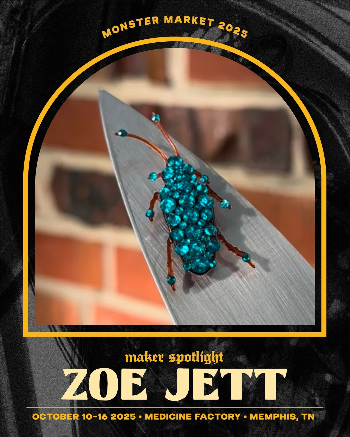 ✨Maker Spotlight: Zoe Jett✨ Zoe is herself a five-foot bedazzled cockroach, so it's only fitting that's what she makes as well! With a unique style that's feminine, sparkly, and kinda gross— that's also our Zoe!!!
Zoe is also Monster Market's