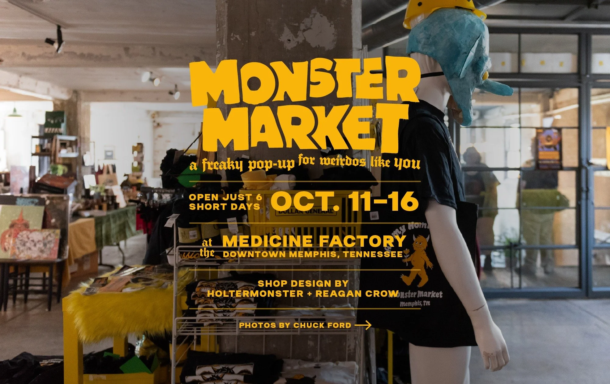✨MONSTER MARKET 2025✨&mdash; a freaky pop-up experience open from October 11-16th at the Medicine Factory in Memphis, TN

&mdash;&mdash;
This insane display was crafted from a curated collection of 15,000+ items from 130+ makers! 

Defiantly temporar