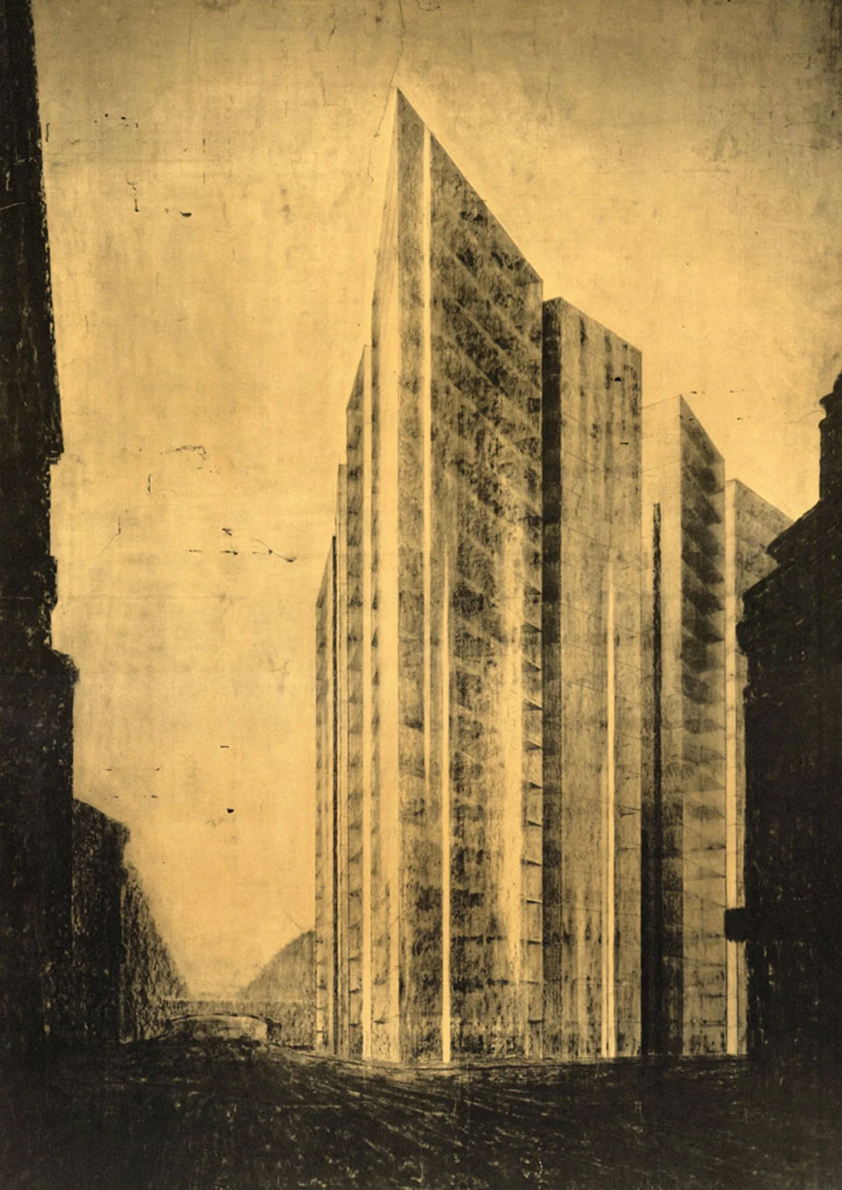 Mies van der Rohe’s Friedrichstrasse skyscraper competition entry. Image: Public domain