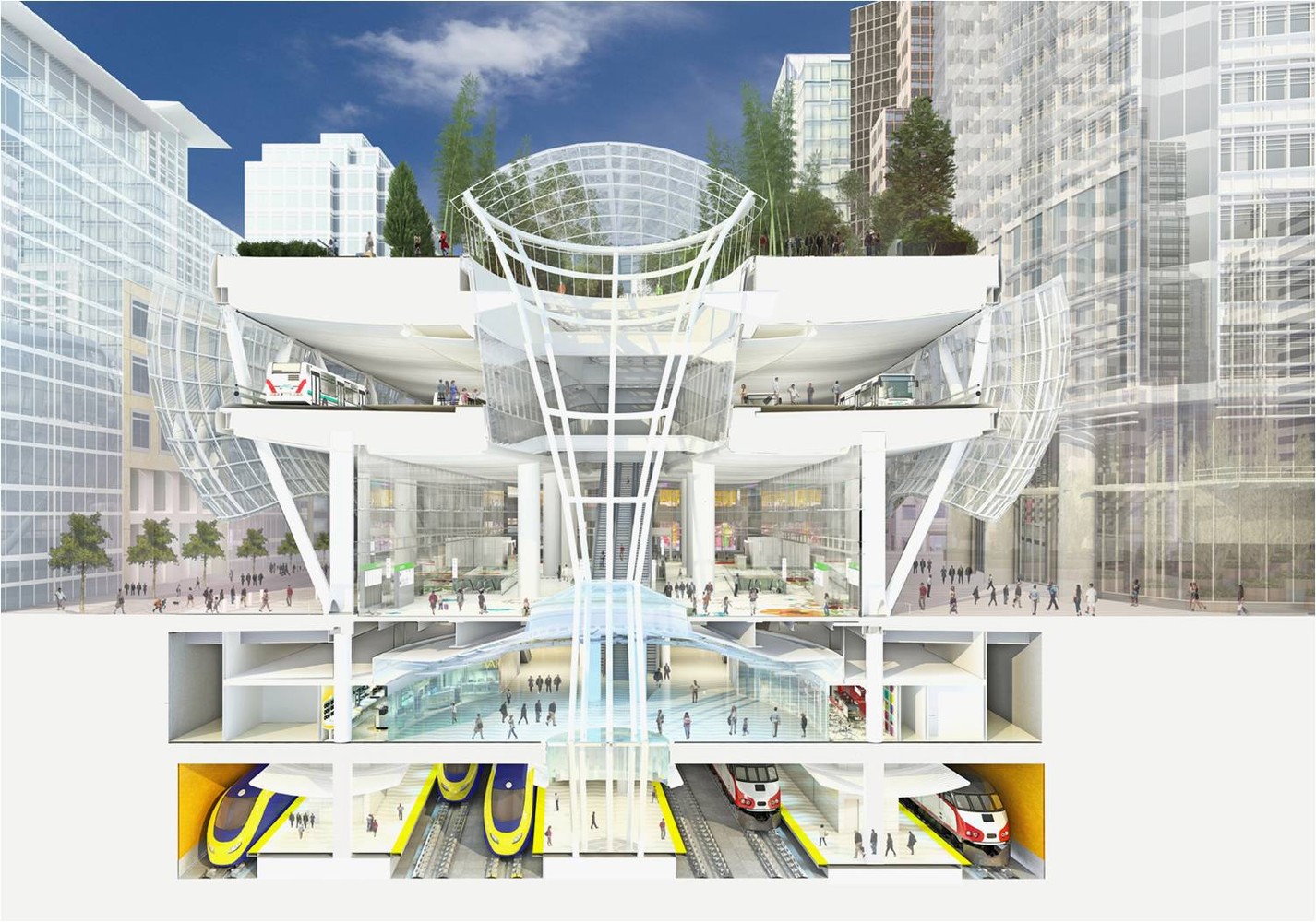 Rendering of Transbay Transit Center Grand Hall; project architect: Pelli Clarke Pelli. Image: Transbay Joint Powers Authority (TJPA)