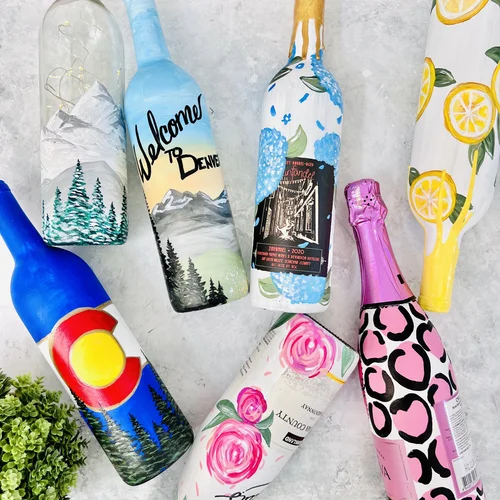 Painted wine bottles