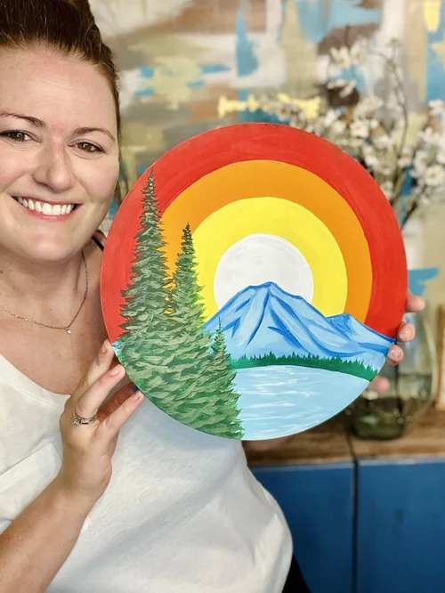Rainbow mountain painting