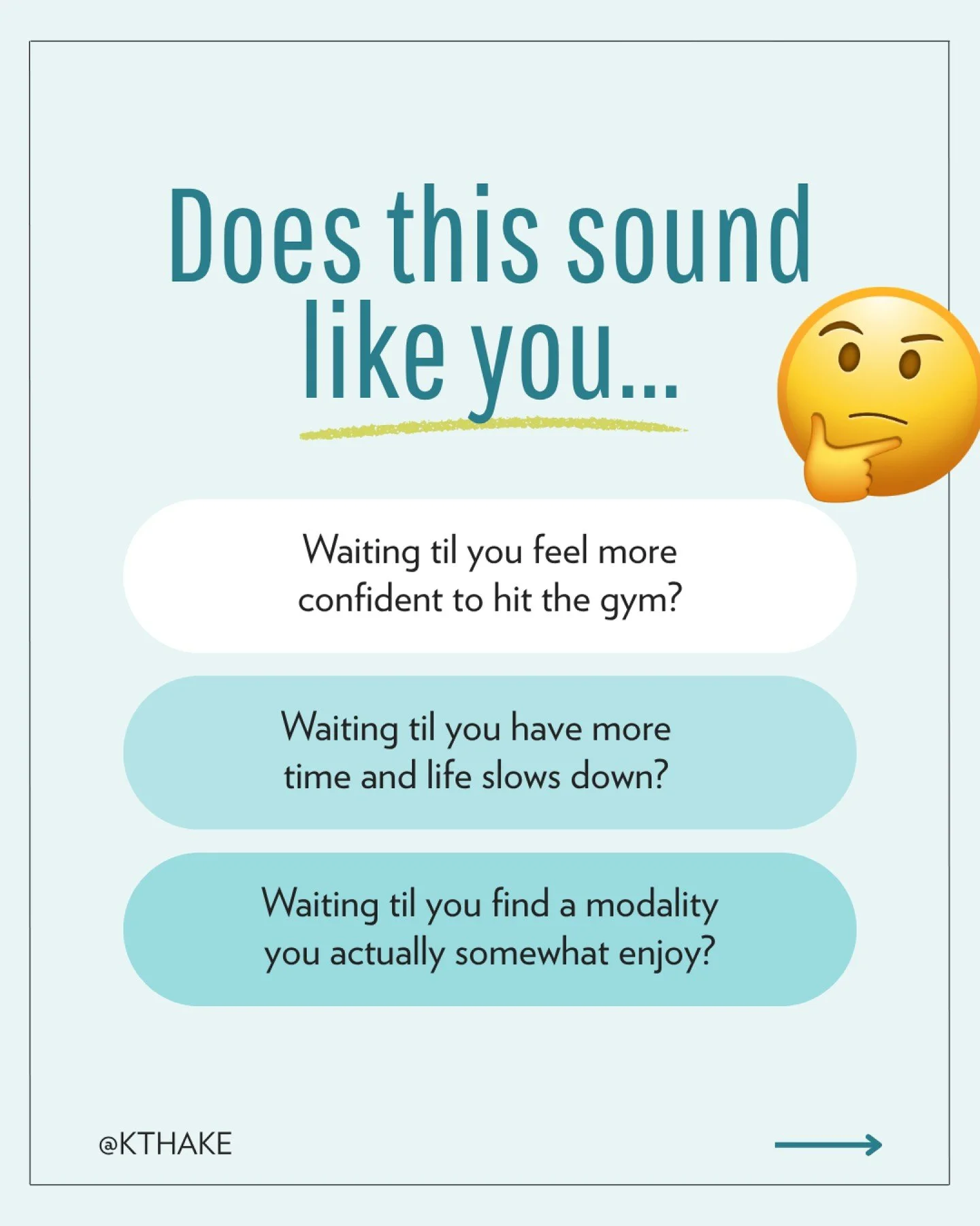 The confidence doesn't come first. The starting does.

Every woman who looks comfortable in a gym was likely once the gal standing outside of it, talking herself out of going in.

The difference isn't willpower. It's finding a starting point that act