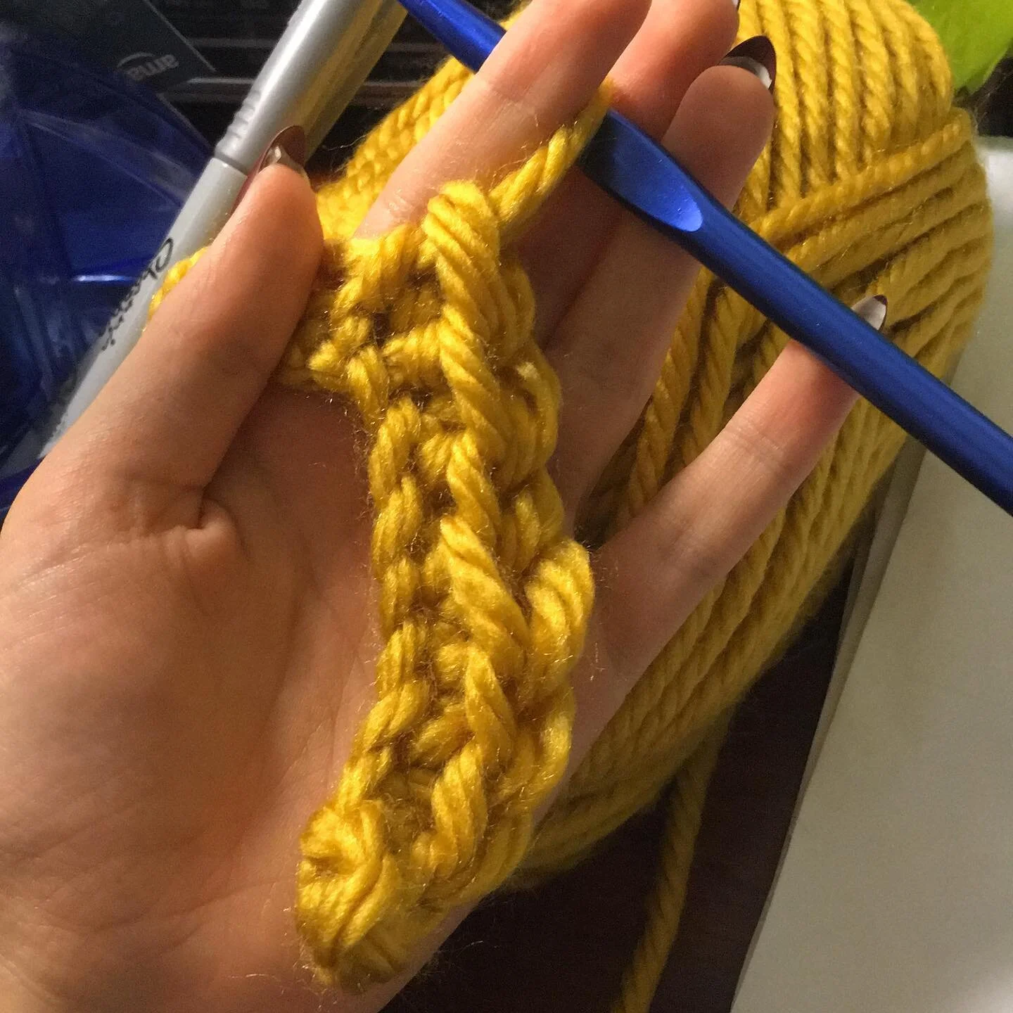 91/100 in this house, we celebrate being bad at new things!! so here is my first ever attempt at a single chain crochet! yes I should not have bought yarn this big to start out lmao! #100daysofwhoknows #the100dayproject