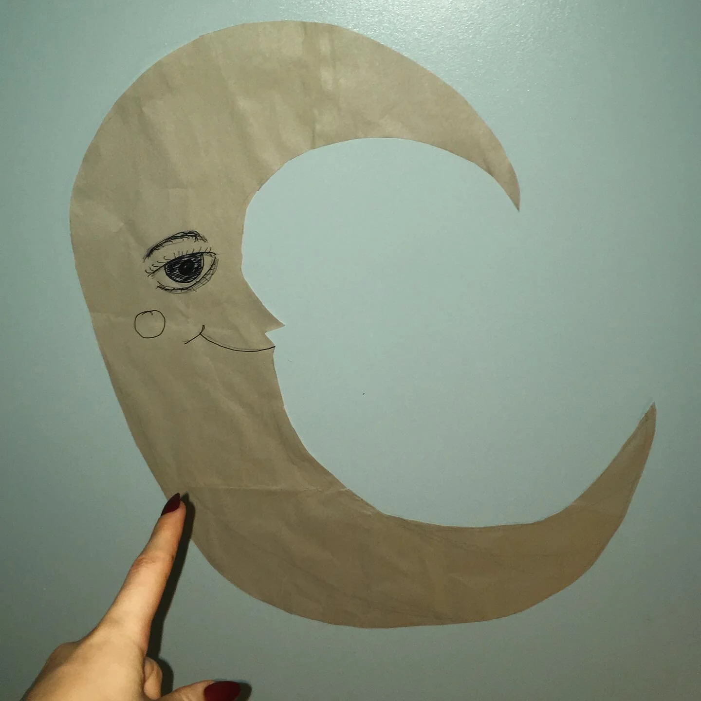 89/100 happy new year I made a funky moon 🌙 to watch over me! taped to my wall #the100dayproject #100daysofwhoknows