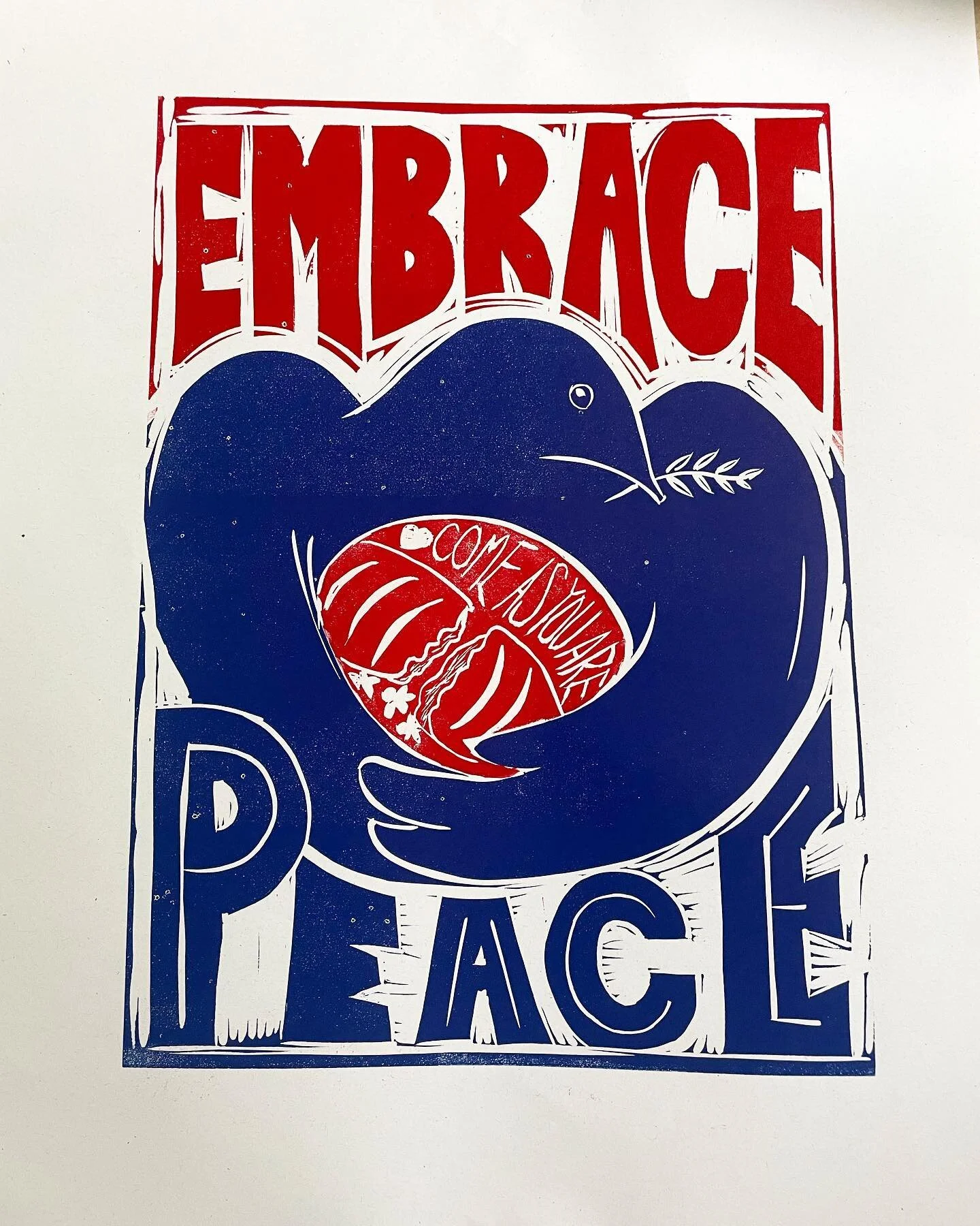 stumbled into a super cool printmaking workshop today at @posterhousenyc led by @todd_drake_61 !! prompt was to make something to fill the egg in the middle (Todd made the surrounding poster!), so I went with imagery of the open table/breaking bread 