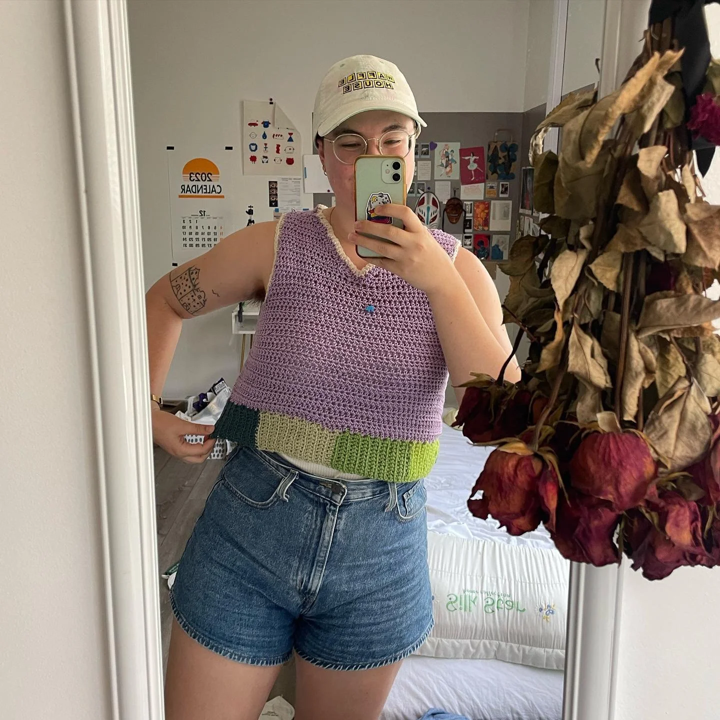 I crocheted an entire sweater vest!!! massive thanks to @crochetgal100 for her super easy to follow youtube tutorial and to my friend Lindsay for taking me to @scrapexchange where I got SO much yarn!!!