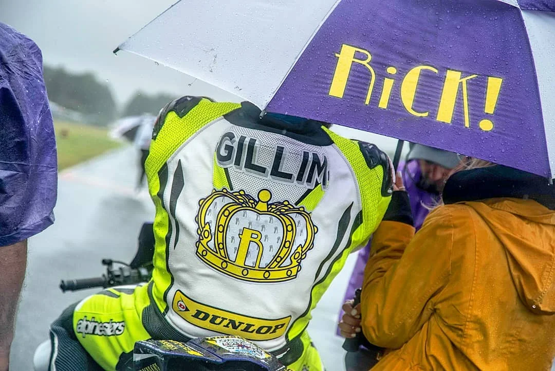 RiCK Rider Hayden Gillim chilling in the rain pre-race.