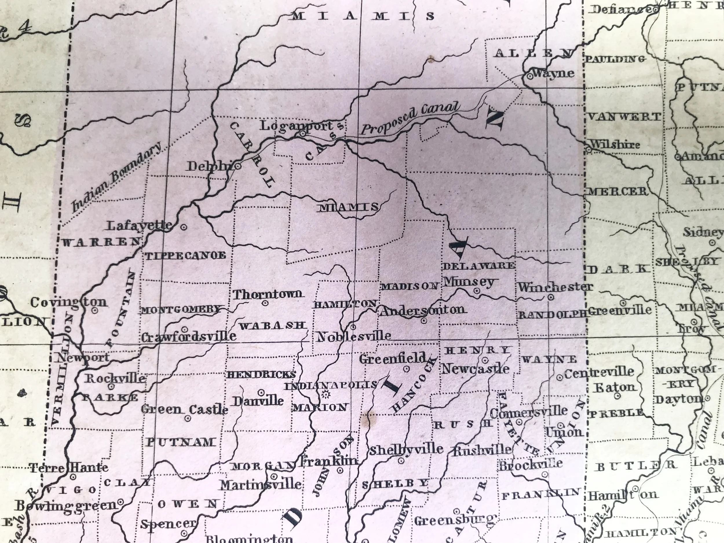  “Indian Boundary” clearly labeled just north of Lafayette, IN.  