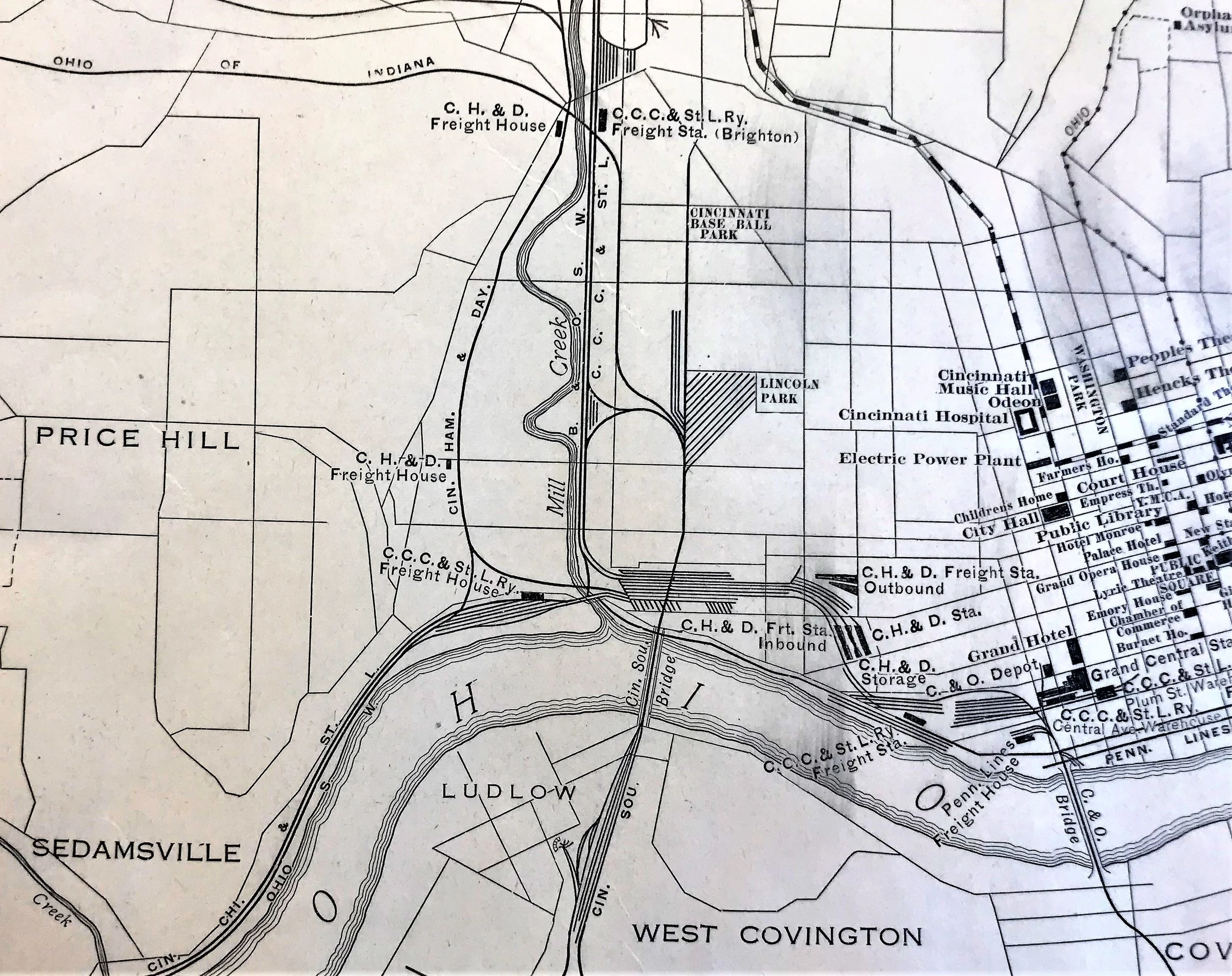  The new ballpark for the Cincinnati Reds (Redland Field) is labeled as “Cincinnati Base Ball Park.” Only 2 years old at this time. In 1934, the same ballpark would be renamed to Crosley Field.    