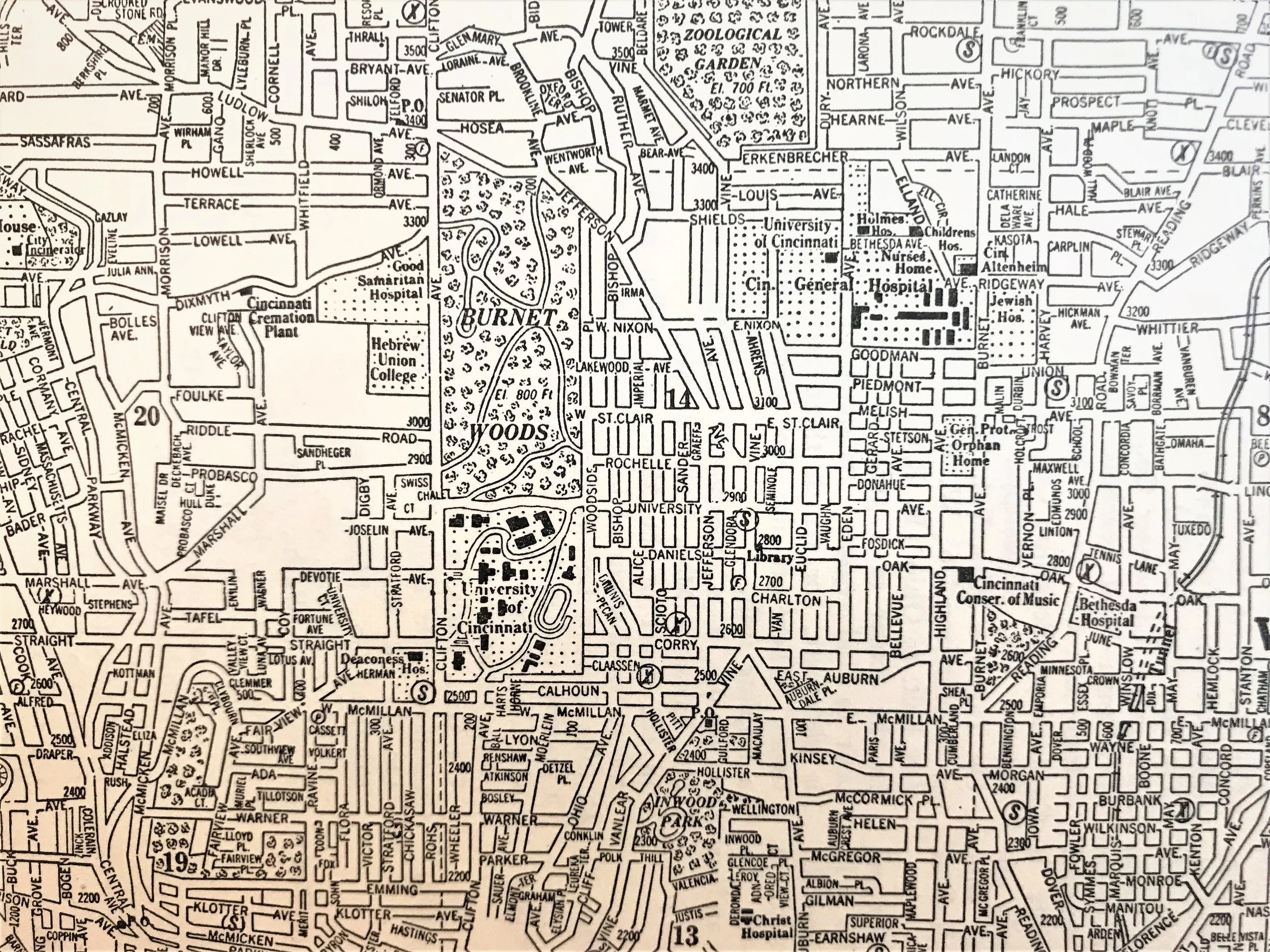  The University of Cincinnati and surrounding neighborhoods, 1938.  