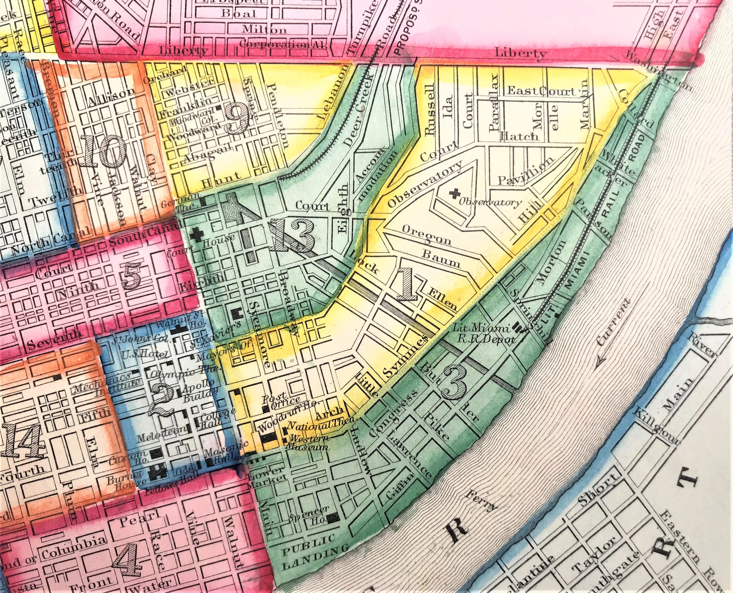 Public Landing, the central business district and Mt. Adams area. 