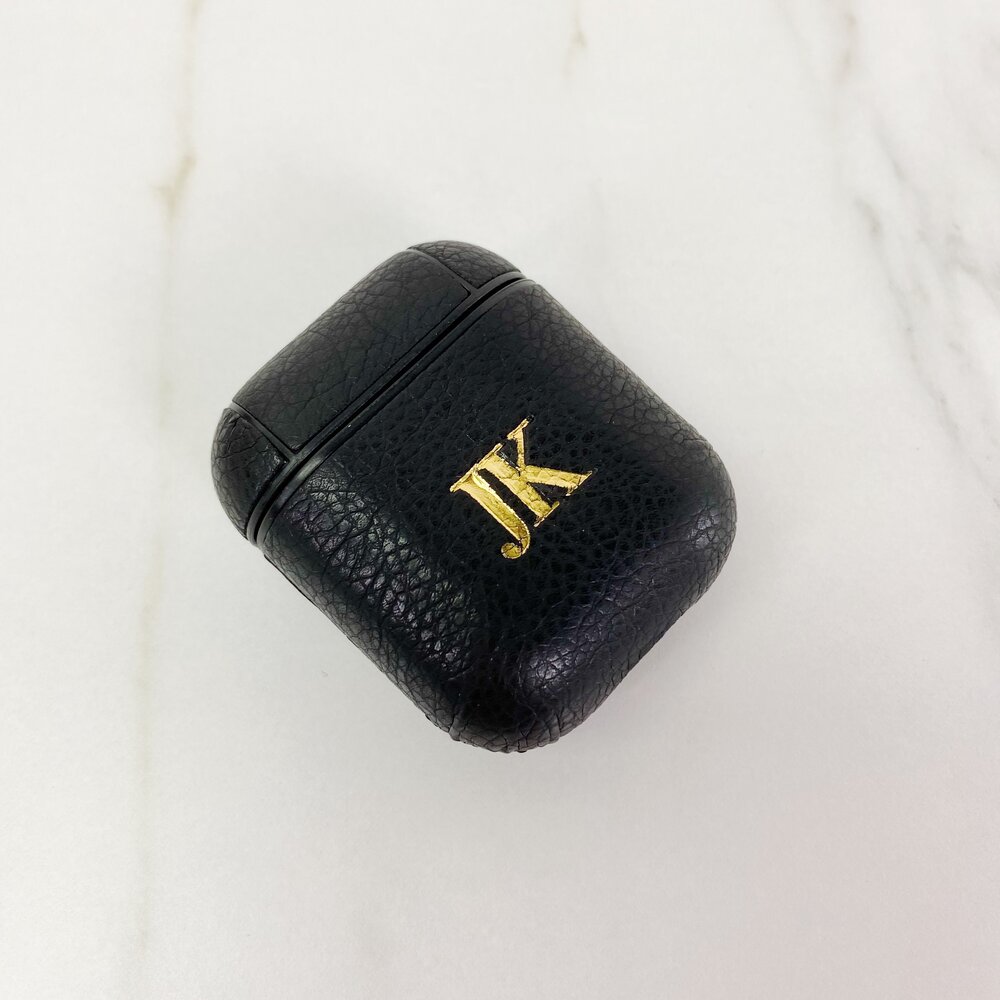 Personalized Custom Black Airpods Case - Pro Keychain key holder chain -  Monogram Hot Stamp — Valerie Constance - Personalized Leather Tech  Accessories