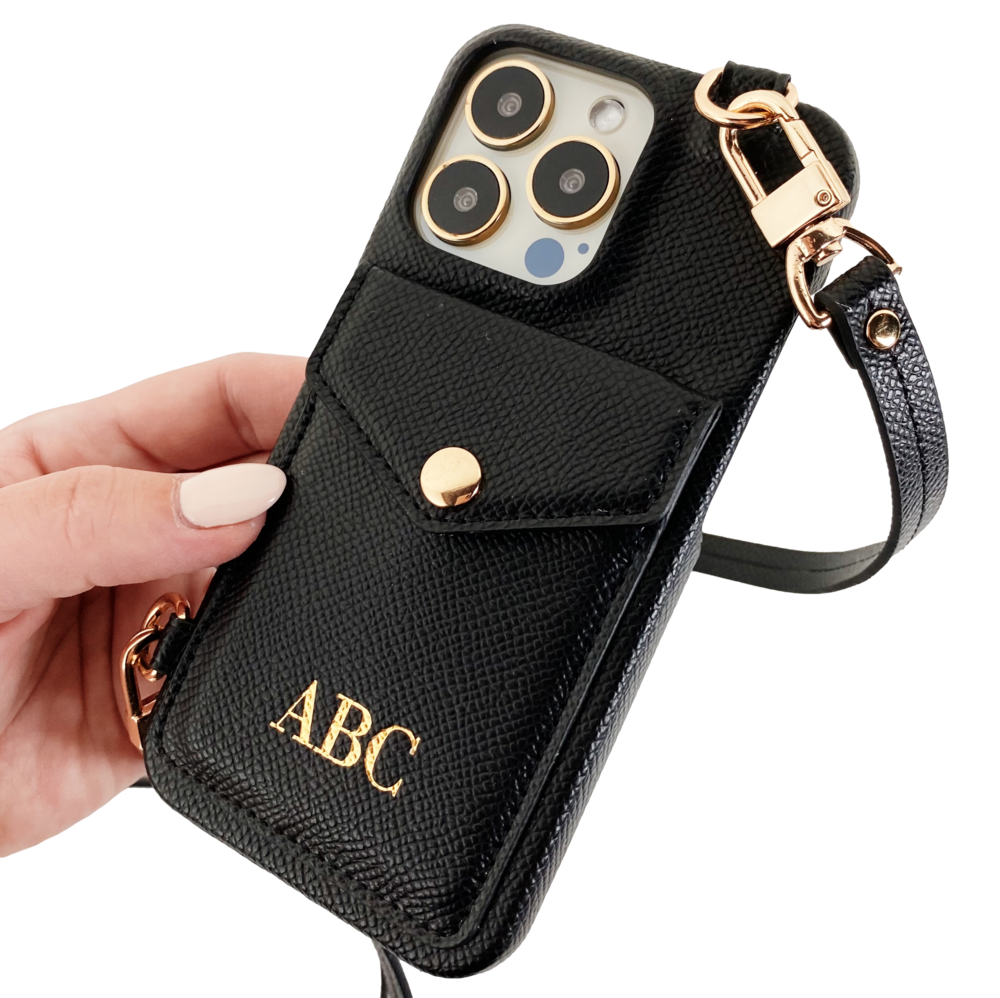 iPhone 13 Series - Crossbody Wallet Case - Black — Valerie Constance -  Personalized Leather Tech Accessories