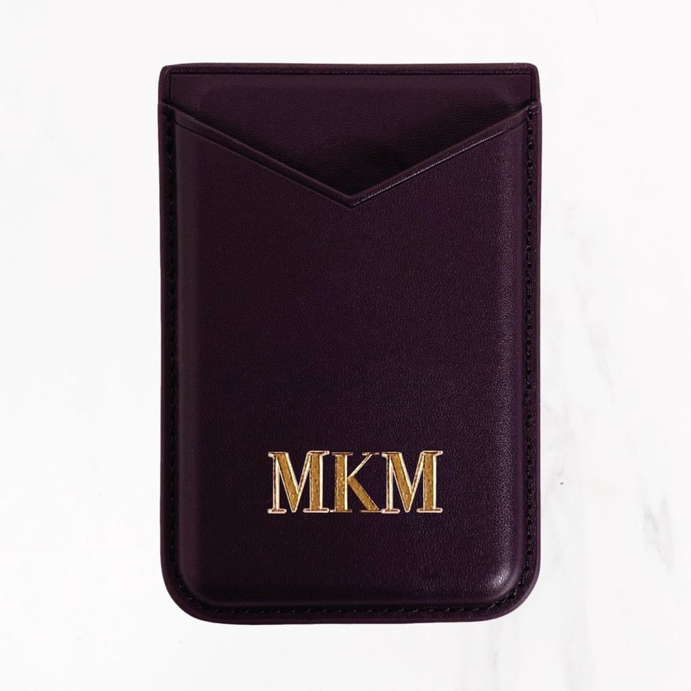 Magsafe Leather Designer Card Holder - Dark Purple — Valerie