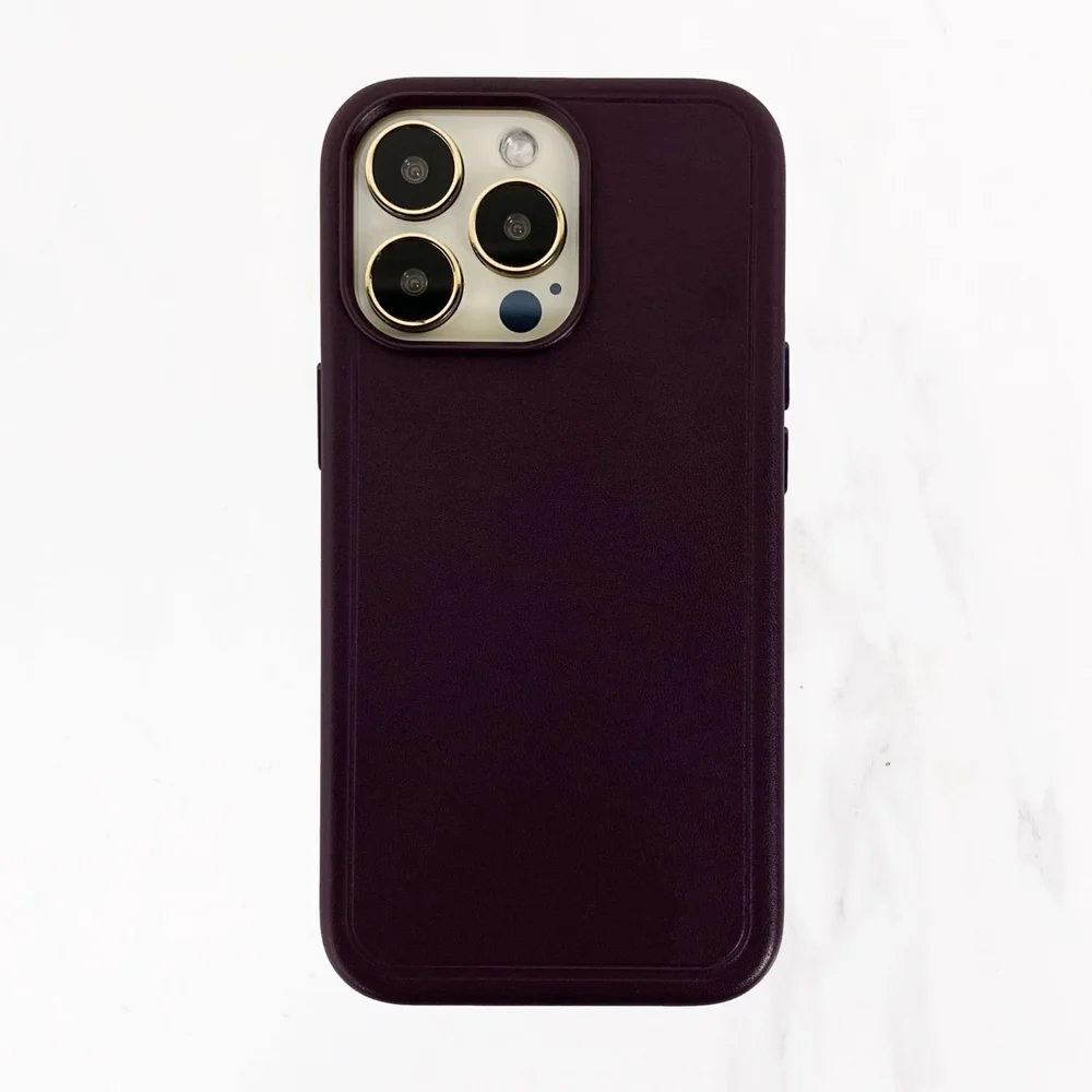 iPhone 15 Series Couture Case with MagSafe - Dark Purple Valerie Constance - Personalized Leather Tech Accessories iPhone 15 Series Couture Case with MagSafe - Dark Purple Valerie Constance - Personalized Leather Tech Accessories