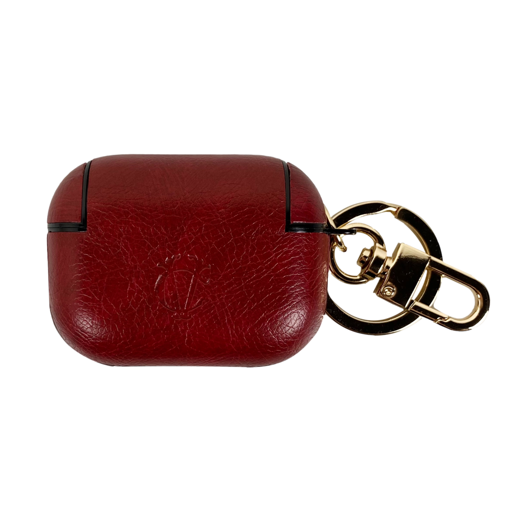 AirPods 3 and Pro Case with Keychain - Burgundy Red — Valerie Constance -  Personalized Leather Tech Accessories