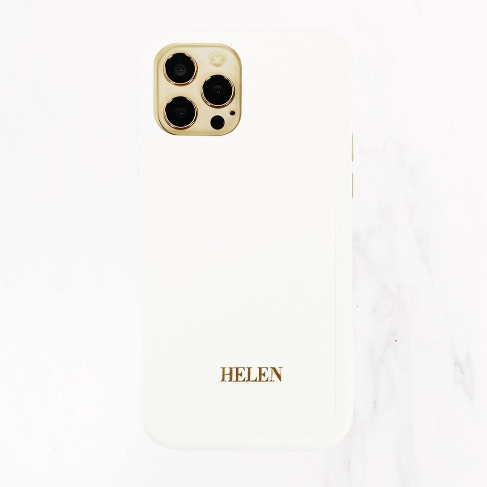 iPhone 12 Series Designer Case with MagSafe - Small Font - White — Valerie  Constance - Personalized Leather Tech Accessories