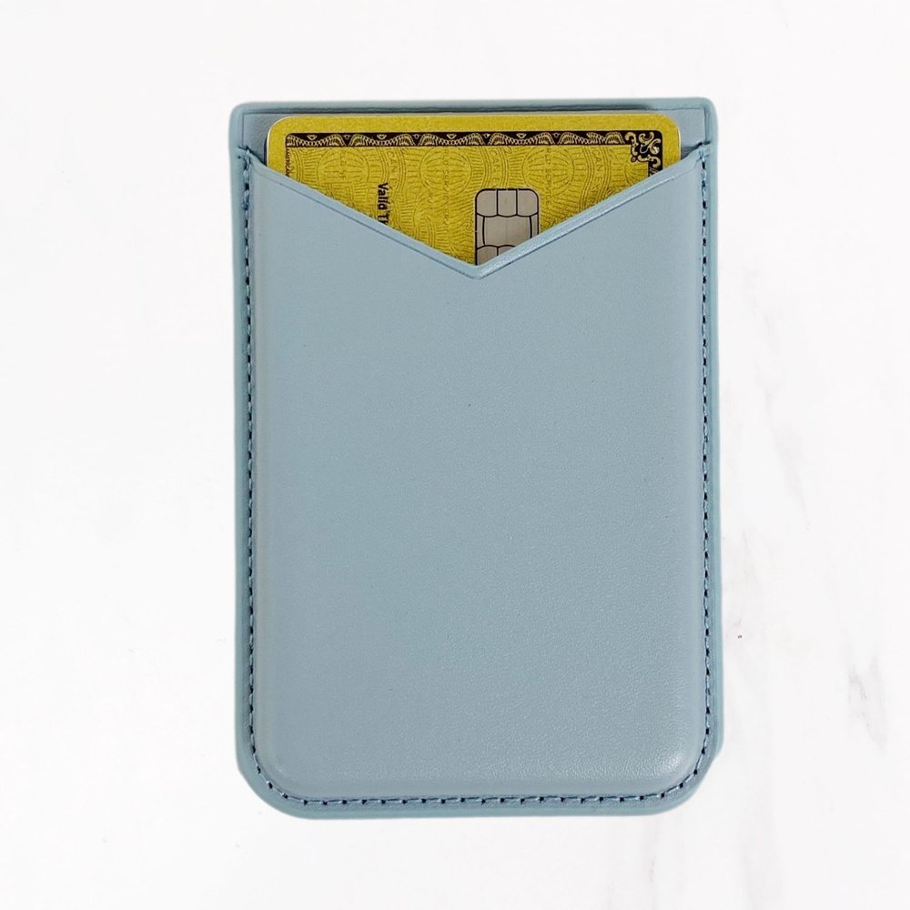 Magsafe Leather Designer Card Holder - Small Font - Light Blue — Valerie  Constance - Personalized Leather Tech Accessories