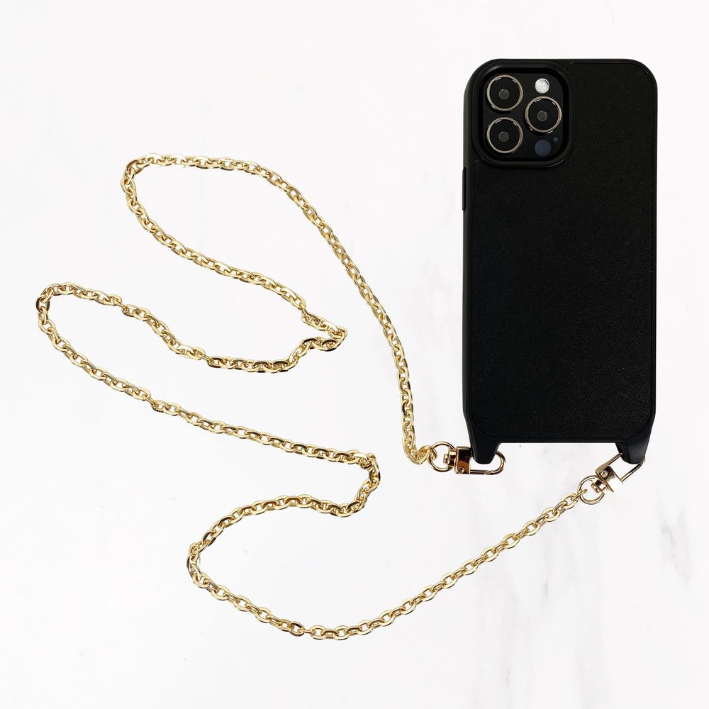 Effortlessly Chic iPhone 12 Crossbody Leather Case - Floater Black