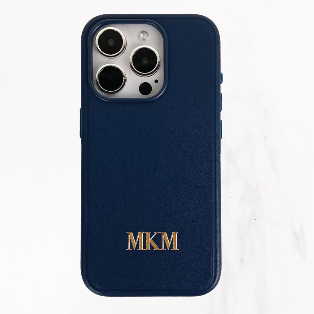 Valerie Constance Personalized Custom iPhone 15 Leather Case - Compatible with MagSafe - Midnight Blue Designer Monogram - iPhone 15 Plus Valerie Constance Personalized Custom iPhone 15 Leather Case - Compatible with MagSafe - Midnight Blue Designer Monogram - iPhone 15 Plus