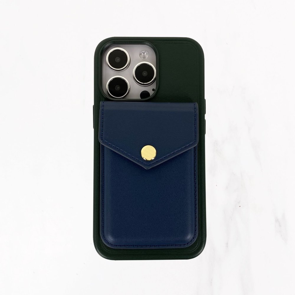 Magsafe Leather Couture Wallet - Midnight Blue — Valerie Constance 