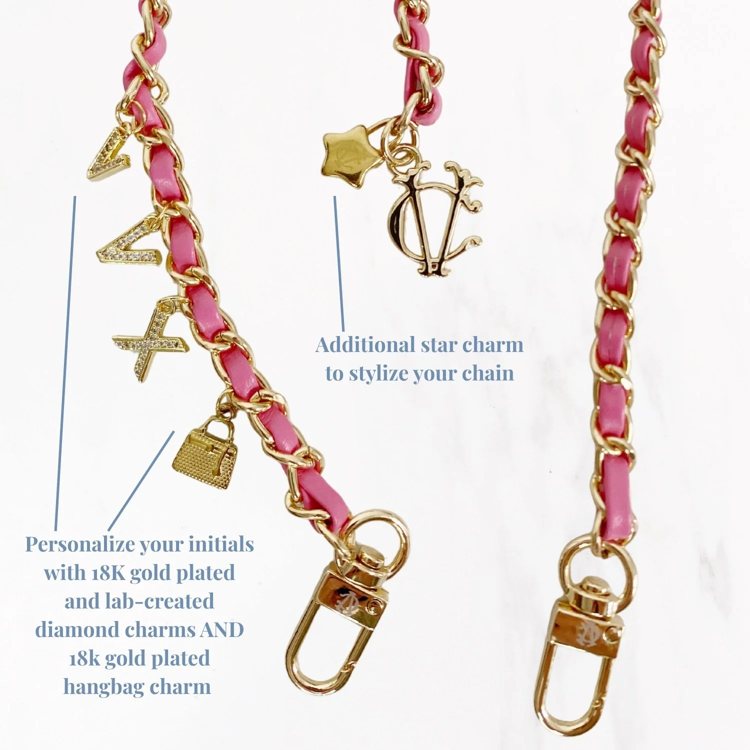 Ballet Pink Crossbody leather chain .jpg