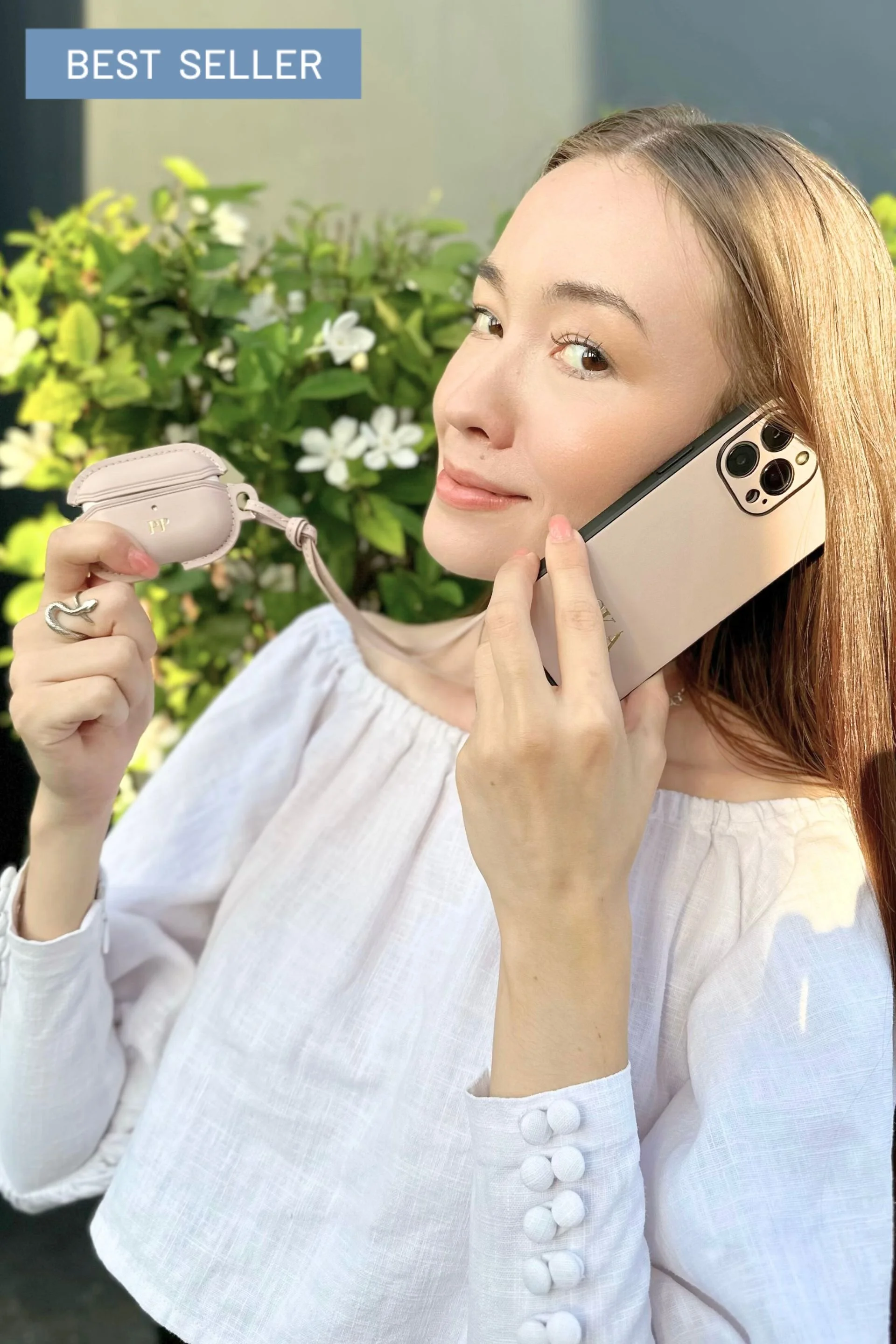 AirPods Pro Case with Leather Strap - Pale Pink