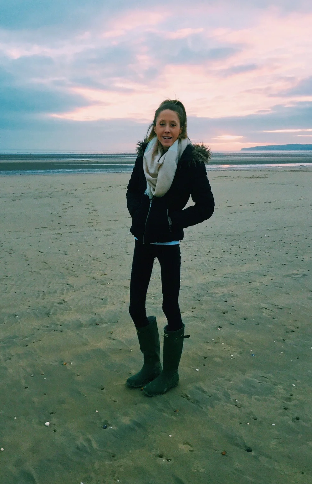 February 2017, me freezing to death on a beach walk, in the beginning stages of getting real help