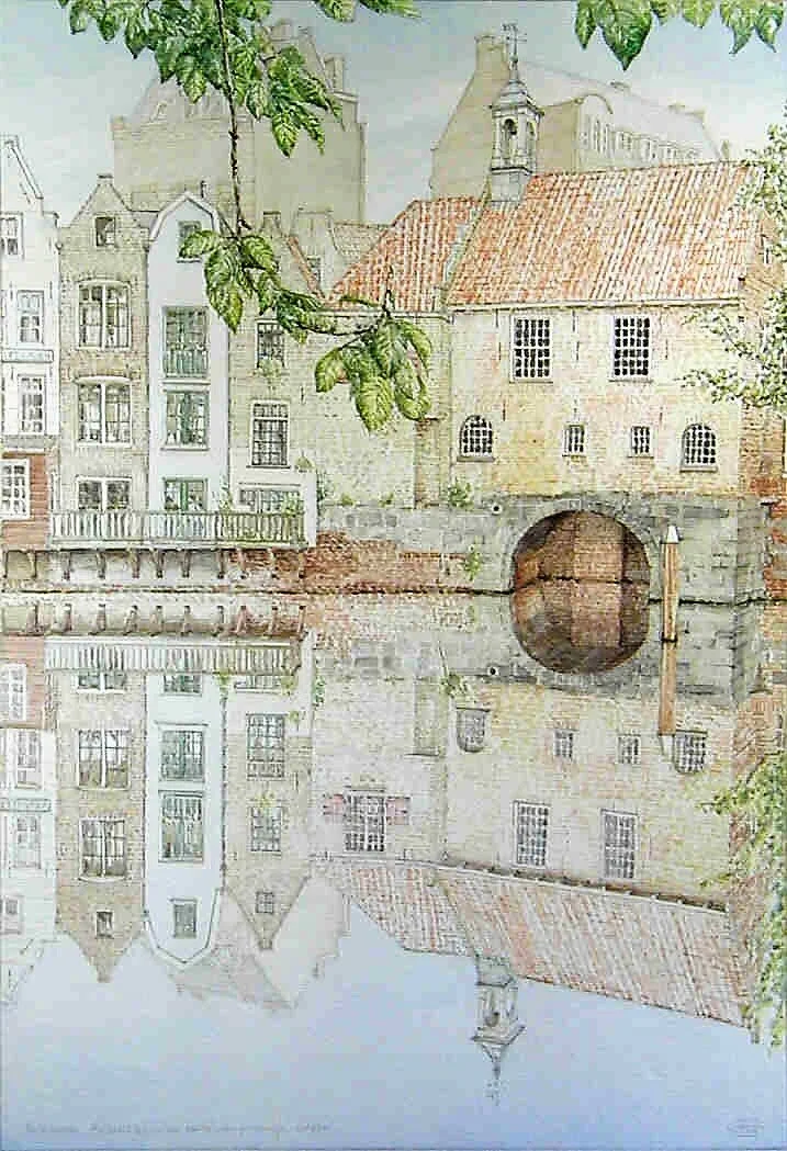 Rotterdam, Delfshaven Zakkendragershuisje aan de achterzijde over de Achterhaven