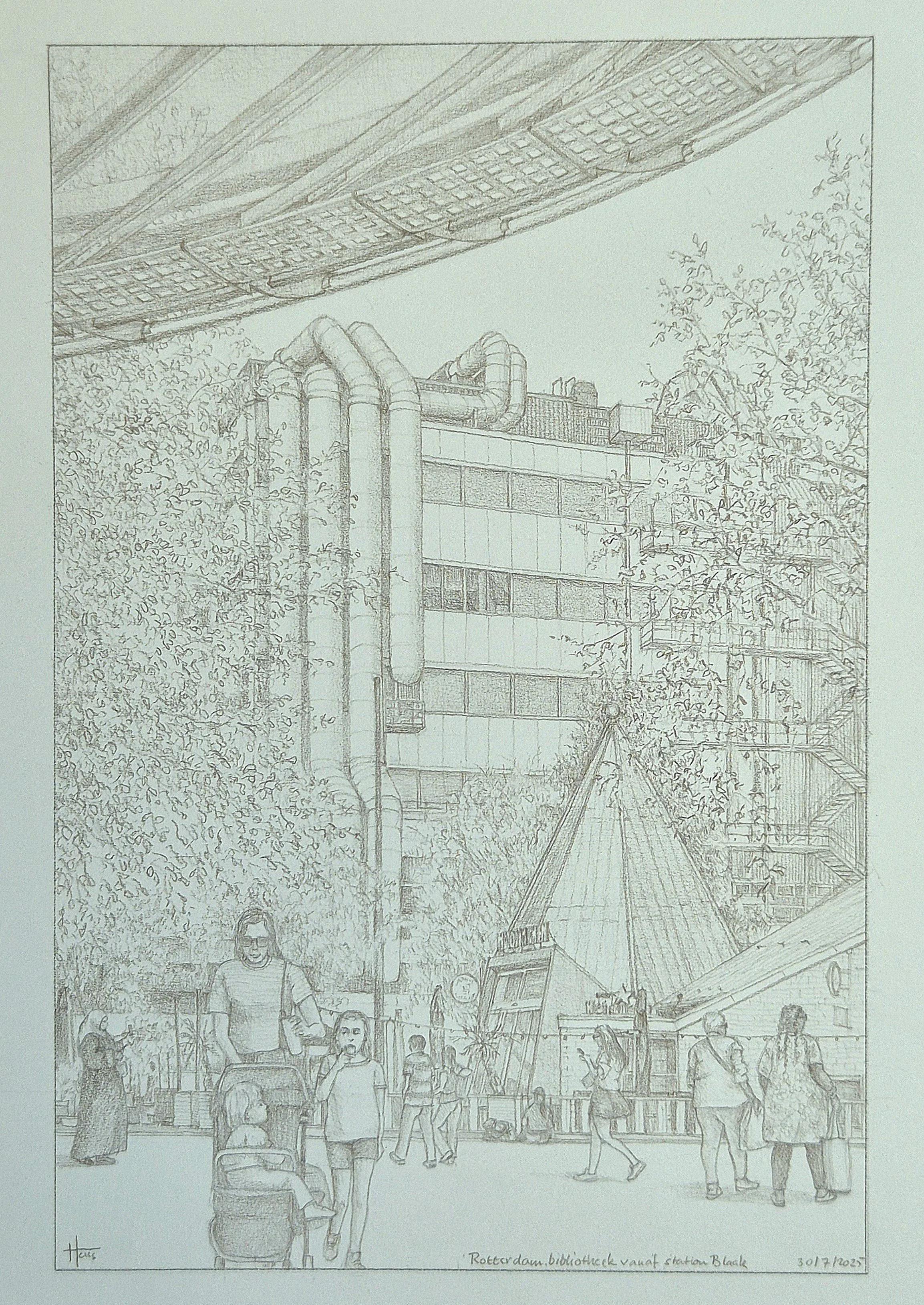 Rotterdam, bibliotheek vanaf Station Blaak