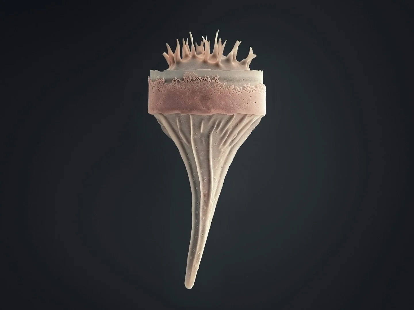 A tiny time traveler. 28&micro;m wide and 89&micro;m tall.  This Kentrodiscus sp. diatom was recently imaged with a scanning electron microscope, but its story stretches back ~66 million years to the end of the Cretaceous. Fossil diatoms like this ar