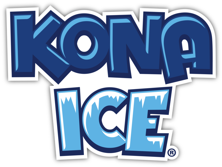The words "Kona Ice," with snow on top of Ice's letters.