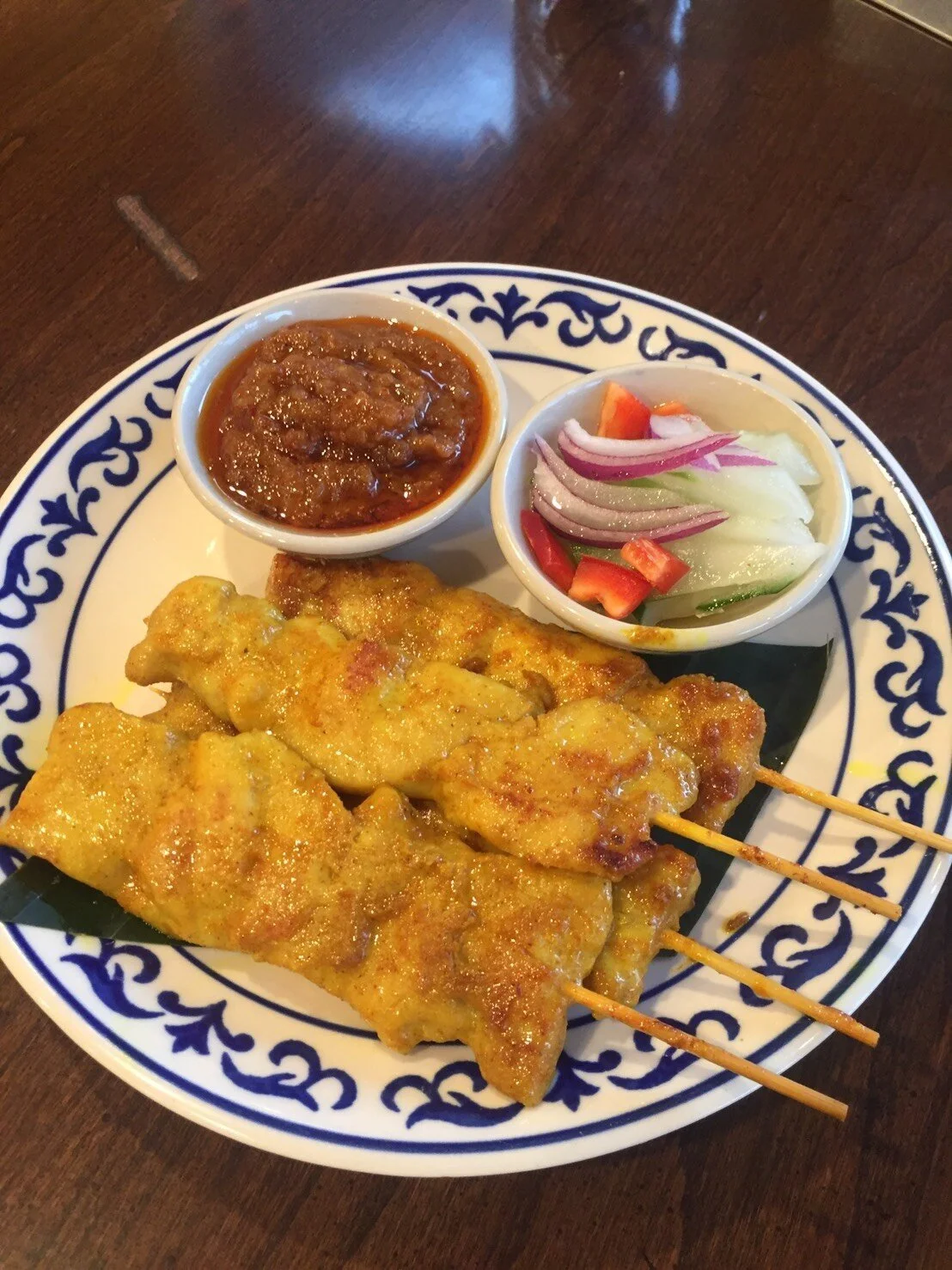 Grilled Chicken Satay $11 (Add $1 for cucumber relish)