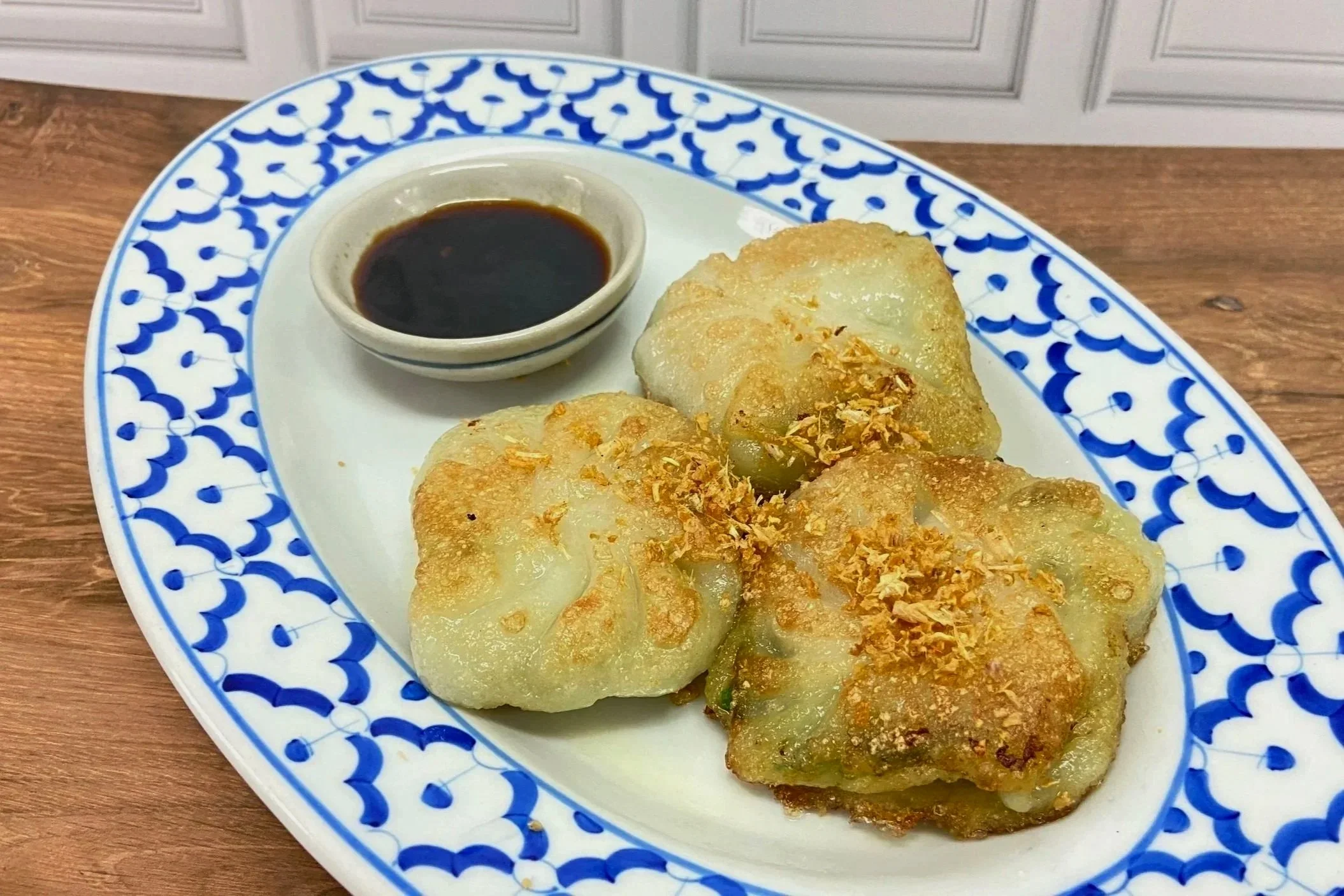 Pan fried chive dumplings $12