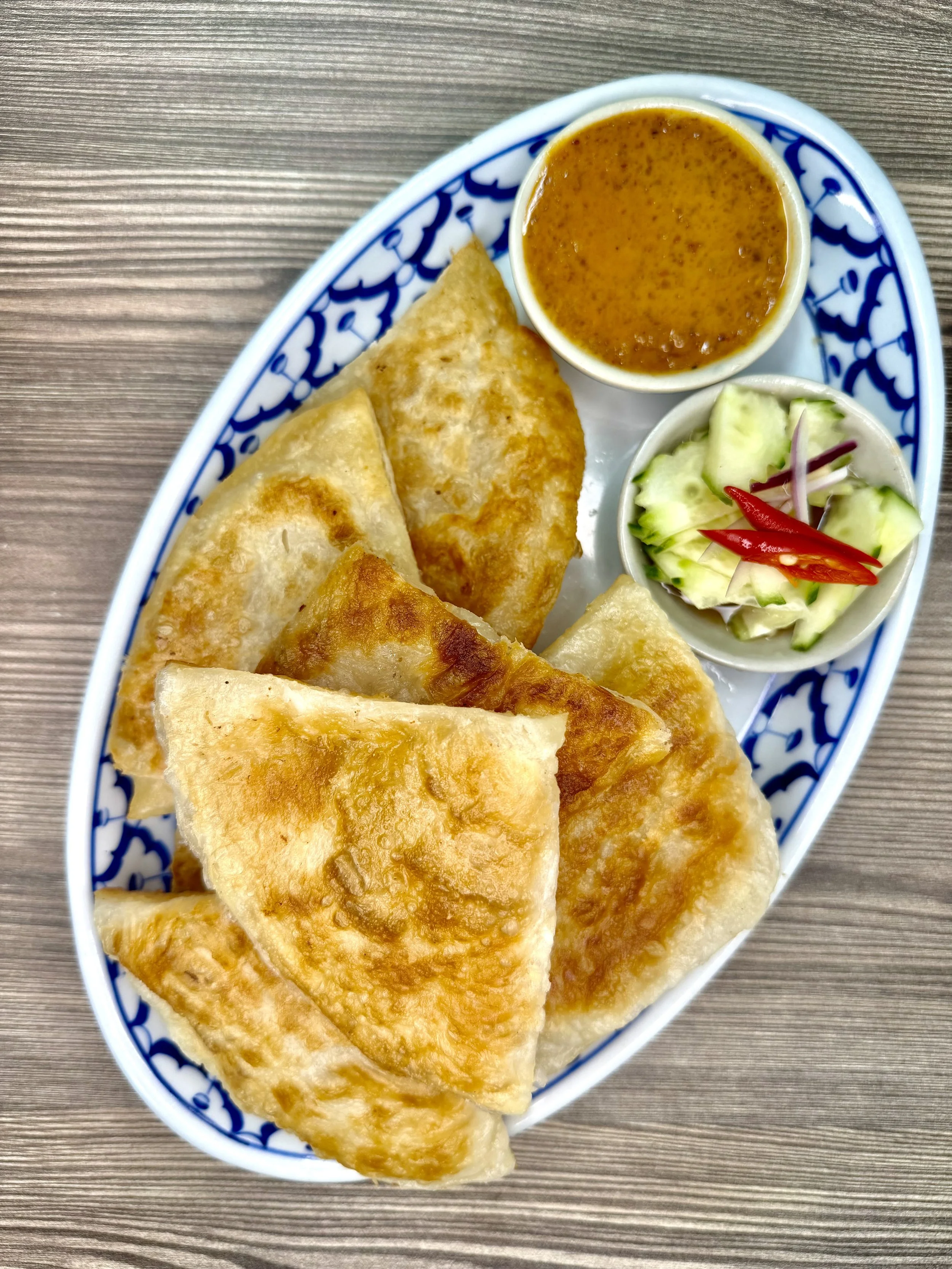 Roti Peanut Sauce $12 + Add Cucumber Relish $1