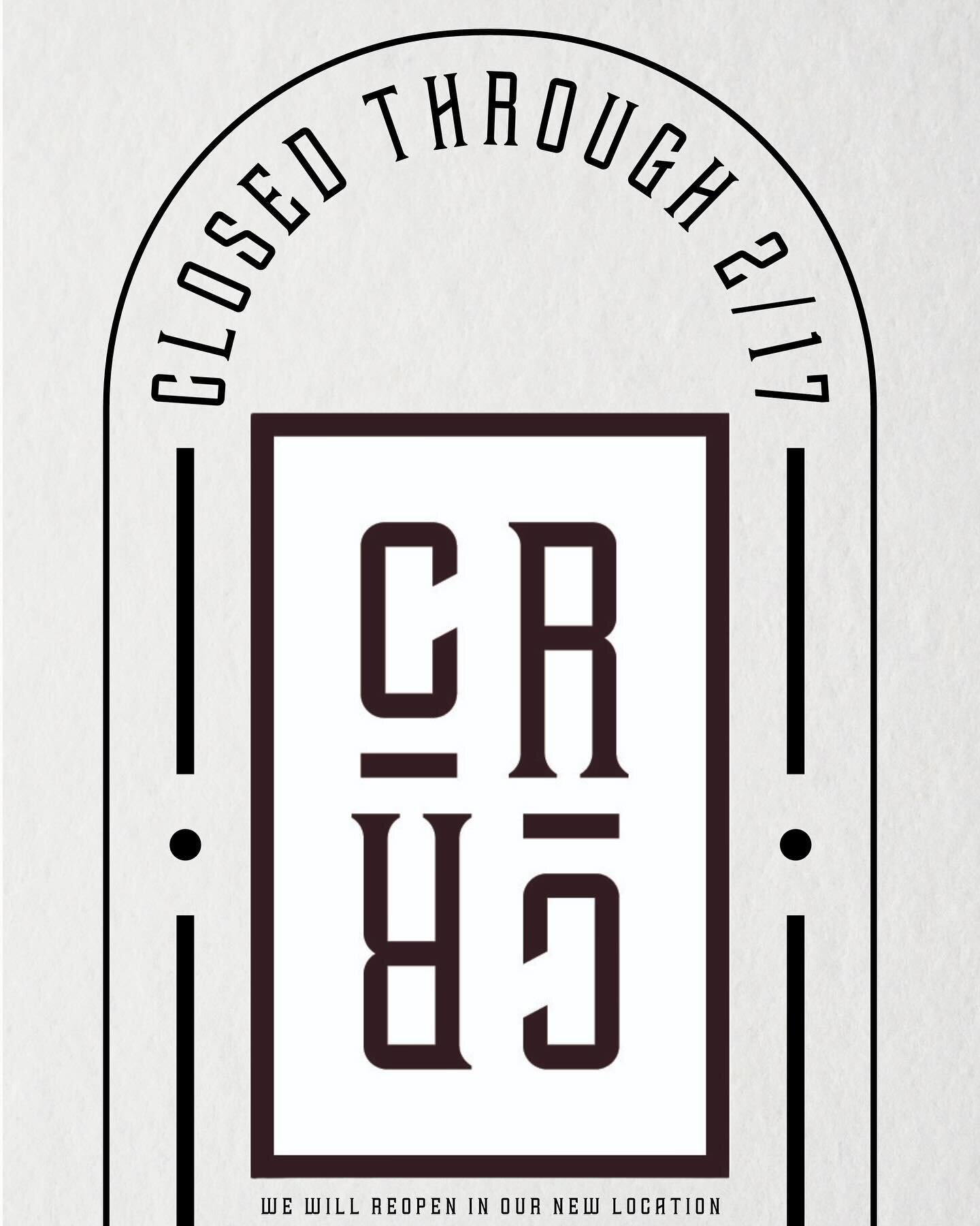 Our current location will be closed this week so we can pack and move as we button up our old spot and warm up our new location!

We have so much to be thankful for and are very excited for the next chapter of CRCR. More space means more capacity, wh