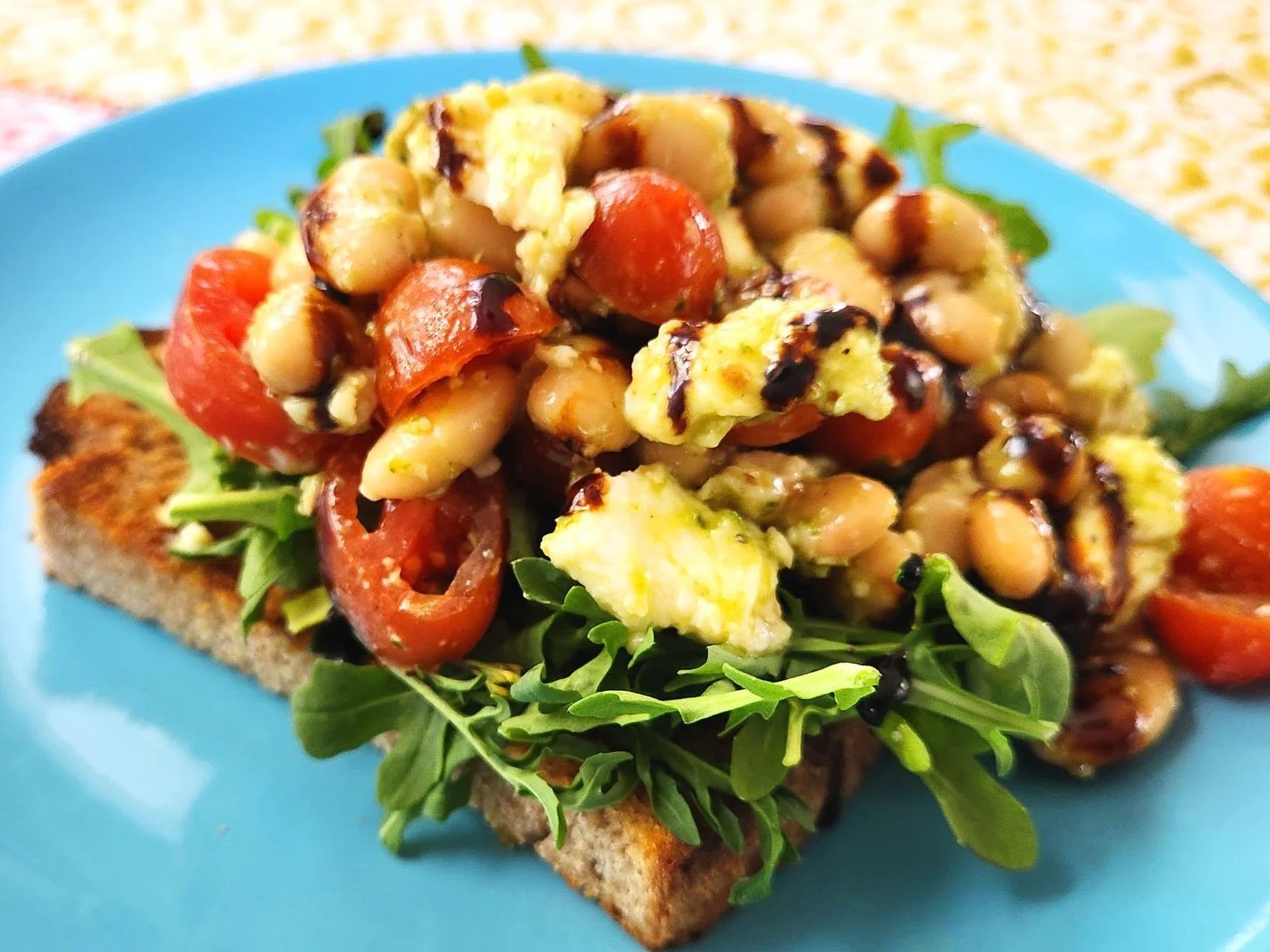 Summer Greens &amp; Beans (Easy Caprese Bean Toast)