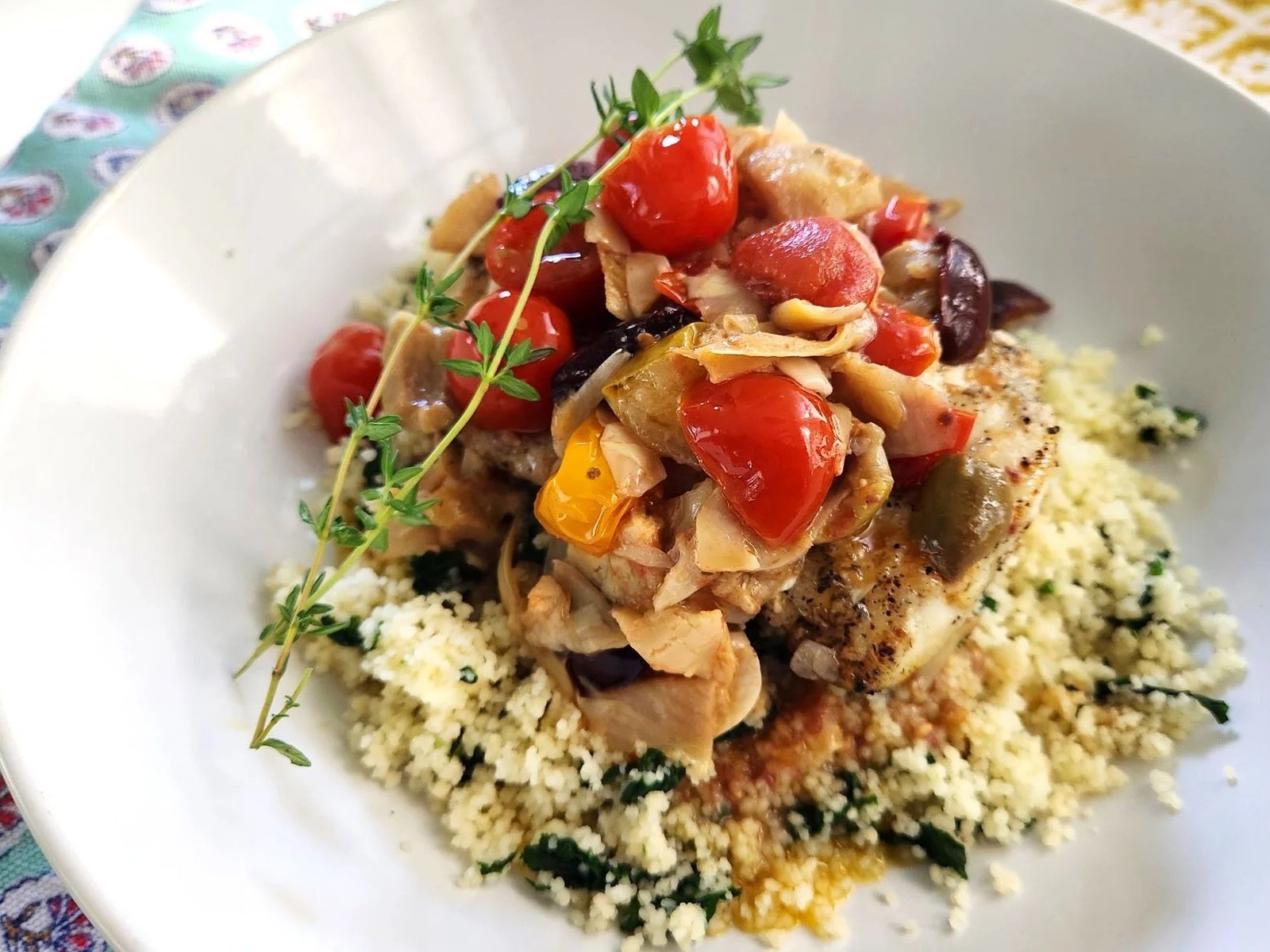 Mediterranean Olive Oil Sauce with Tomatoes, Olives, &amp; Artichokes