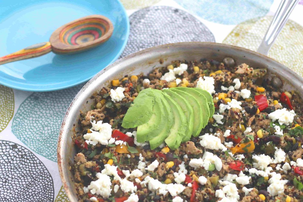 Chicken Verde Quinoa Skillet