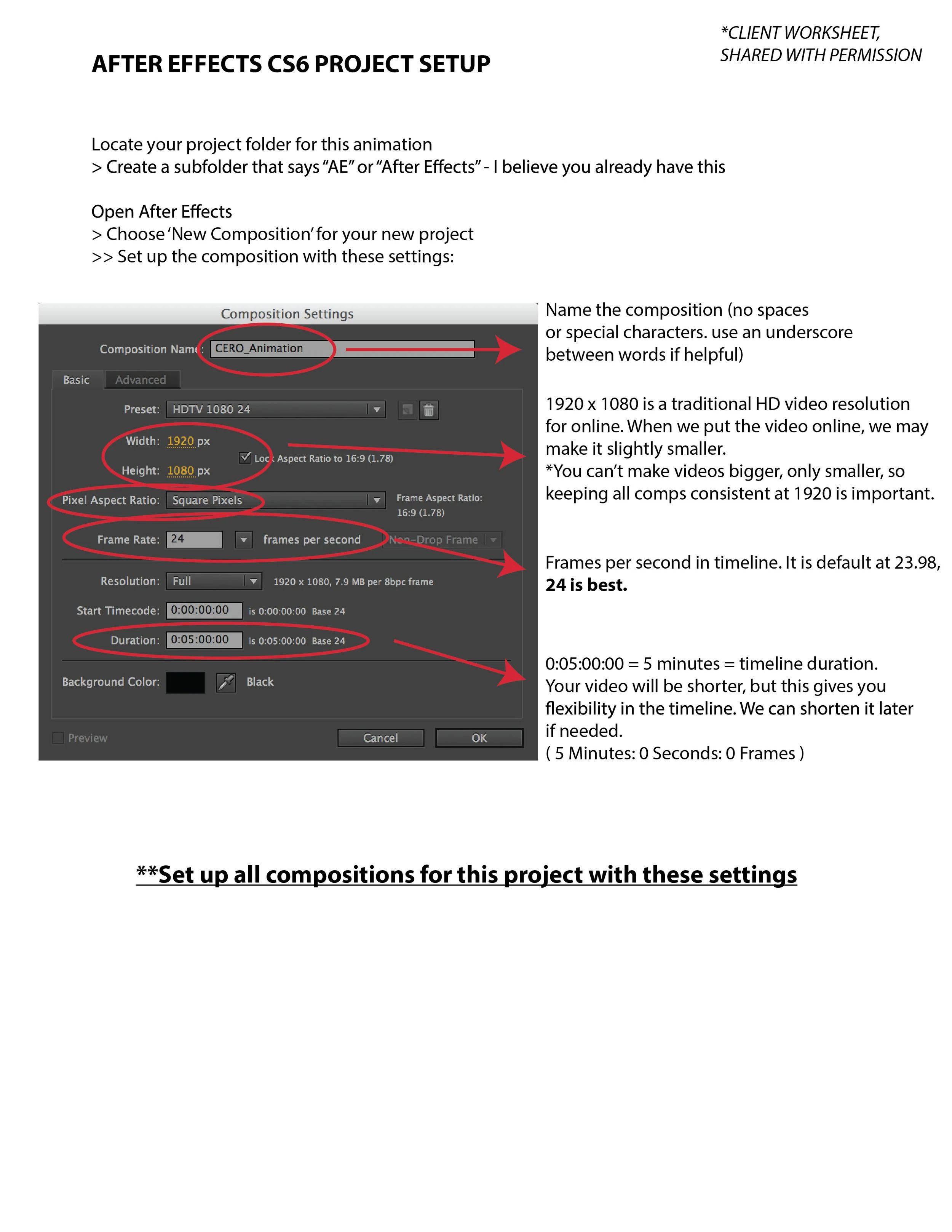 Project Setup Example, After Effects CS6