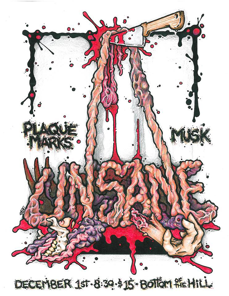 unsane-plaquemarks-musk-noiserock-poster-flyer-artwork-robfletcher-bottomofthehill-2017