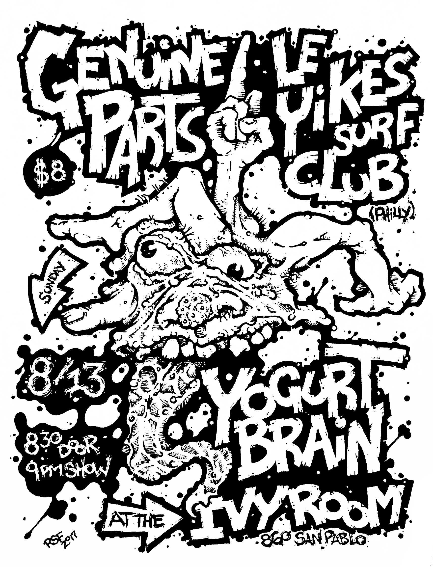 genuineparts-leyikessurfclub-yogurtbrain-poster-flyer-artwork-robfletcher-ivyroom-2017